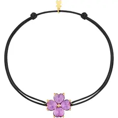 TOUS - Pulsera de oro, amatista y nylon negro Daisy