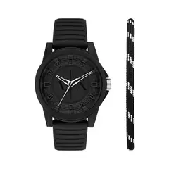 ARMANI - Reloj Exchange Hombre Outerbanks. Reloj Silicona Negro AX7159SET