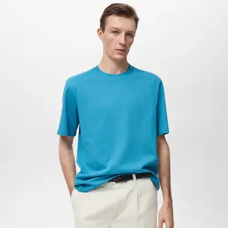 MANGO - Camiseta Hombre Manga corta de Algodón