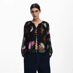 DESIGUAL - Blusa Mujer con Estampado Manga larga globo