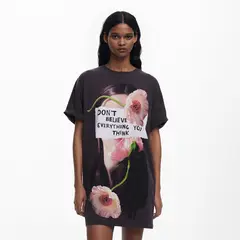 DESIGUAL - Vestido Mujer Corto con Estampado de Algodón