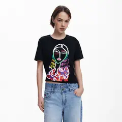DESIGUAL - Camiseta Mujer con Estampado Manga corta de Algodón