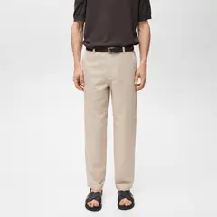 MANGO - Pantalón Chino Hombre Recto de Lino