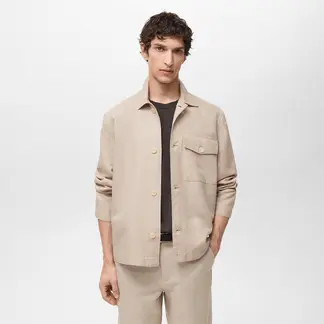 MANGO - Sobrecamisa Hombre de Lino