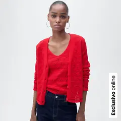 MANGO - Cardigan Mujer Tejido de Algodón