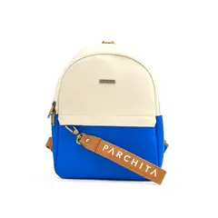 PARCHITA - Morral Unisex De hombro Bruno Beige x Azul Zafiro