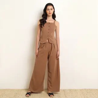 UNIVERSITY CLUB - Pantalón Wide leg Mujer Tiro medio