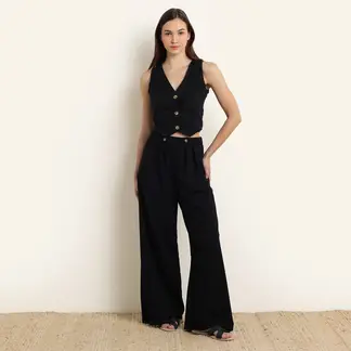 UNIVERSITY CLUB - Pantalón Wide leg Mujer Tiro medio