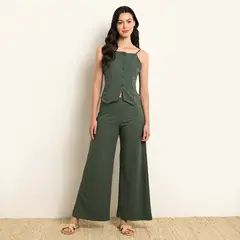SYBILLA - Pantalón Wide leg Mujer Tiro medio