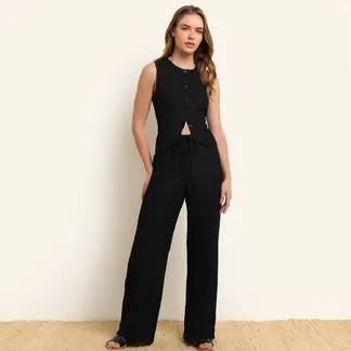 SYBILLA - Pantalón Wide leg Mujer Tiro alto