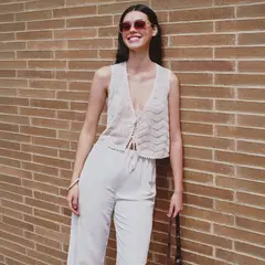 SYBILLA - Top Mujer Sin mangas de Algodón