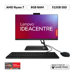 LENOVO - Computador Ideacentre AIO 3 | AMD Ryzen 7 | 8GB de RAM | 512GB SSD de Almacenamiento | Windows 11 | Pantalla 23.8 pulgadas | Incluye Mouse y Teclado | IC AIO 3 | All In One | Todo en Uno