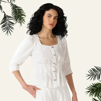 BAHIA MARIA X FALABELLA - Camisa Mujer Manga 3/4 de Algodón