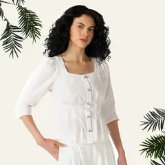 BAHIA MARIA X FALABELLA - Camisa Mujer Manga 3/4 de Algodón