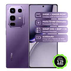 INFINIX - Celular Note 50 Pro 256GB | 12GB RAM | cámara posterior 50MP OIS|cámara frontal 32MP| Pantalla 6,7 pulgadas + Mediatek Helio G100 Ultimate