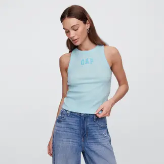 GAP - Camiseta Mujer con Estampado Sin mangas de Algodón