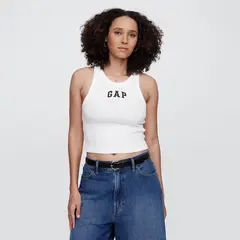 GAP - Camiseta Mujer con Estampado Sin mangas de Algodón