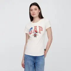 GAP - Camiseta Mujer con Estampado Manga corta de Algodón