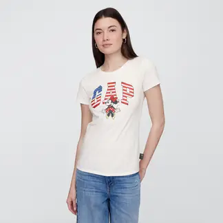 GAP - Camiseta Mujer con Estampado Manga corta de Algodón