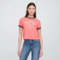 GAP - Camiseta Mujer con Estampado Manga corta de Algodón