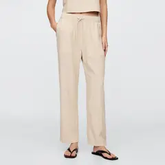 GAP - Pantalón Recto Mujer Tiro medio de Lino