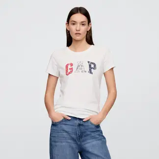 GAP - Camiseta Mujer con Estampado Manga corta de Algodón
