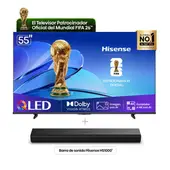 HISENSE - Combo Televisor + Barra | 55 Pulgadas | Hi-QLED 4K | 55Q6QV | Barra de Sonido HS1000