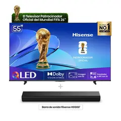 HISENSE - Combo Televisor + Barra | 55 Pulgadas | Hi-QLED 4K | 55Q6QV | Barra de Sonido HS1000