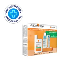 LA ROCHE POSAY - Fotoprotectores PACK ANTHELIOS OIL CONTROL FLUIDO SIN COLOR 50ML + EFFACLAR DUO+M 15ML + AGUA MICELAR 50ML Incluye: 3 Productos