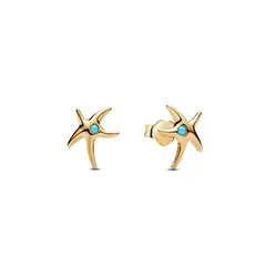 PANDORA - Aretes Botón Estrella de mar Recubrimiento en Oro