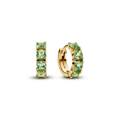 PANDORA - Aretes Aro Verdes Recubrimiento en Oro