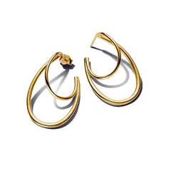 PANDORA - Aretes Aro Doble de Forma Orgánica Recubrimiento en Oro