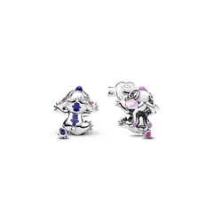 PANDORA - Aretes Botón Angel y Stitch de Disney Plata Esterlina