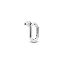 PANDORA - Arete Botón Eslabón con Apertura Plateado Plata Esterlina