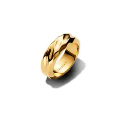 PANDORA - Anillo Banda Ancha Ondulada Recubrimiento en Oro