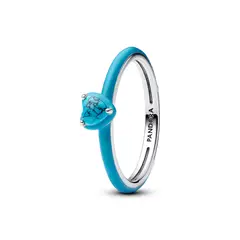 PANDORA - Anillo Gema Corazón Turquesa Plata Esterlina