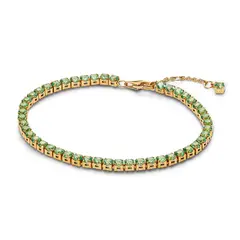 PANDORA - Brazalete Tenis Verde Brillante Recubrimiento en Oro
