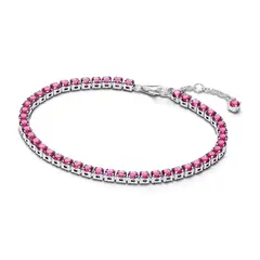 PANDORA - Brazalete Tenis Rosa Brillante Plata Esterlina