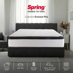 COLCHONES SPRING - Colchón Semidoble Firmeza Media Ortopédico con Pillow Resortado Everest Pro 120 x 190 x 36 cm
