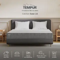 TEMPUR - Colchón Queen Firme Ortopédico Resortado Easy 22 Hybrid 160 x 190 x 36 cm Colchones