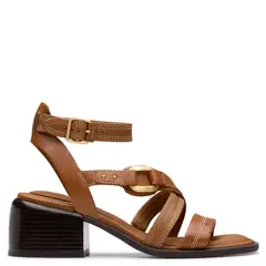 CLARKS - Sandalias para Mujer con tacón Cuadrado Morwyn Strap Cafés