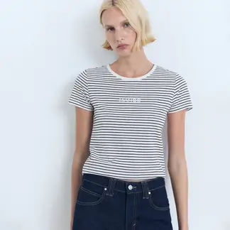 MANGO - Camiseta Mujer con Estampado Manga corta