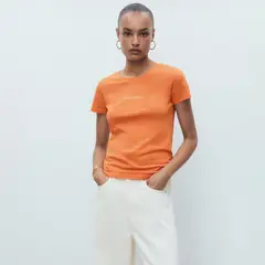 MANGO - Camiseta Mujer con Estampado Manga corta