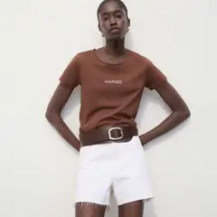 MANGO - Camiseta Mujer con Estampado Manga corta