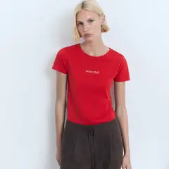 MANGO - Camiseta Mujer con Estampado Manga corta