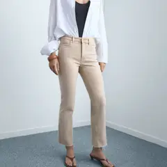 MANGO - Jean Flare Mujer Tiro medio de Algodón