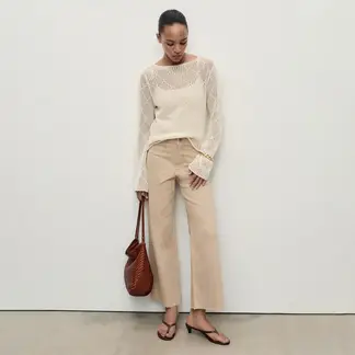 MANGO - Jean Culotte Mujer Tiro alto de Algodón