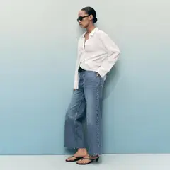 MANGO - Jean Culotte Mujer Tiro alto de Algodón