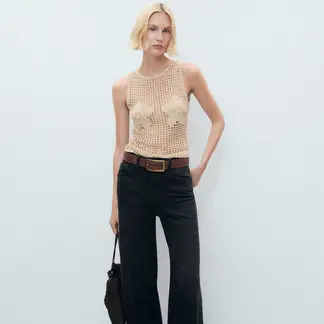 MANGO - Top Mujer con Bordado Sin mangas