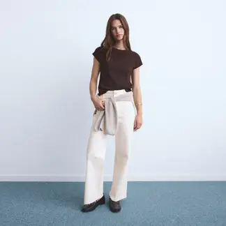 MANGO - Jean Culotte Mujer Tiro alto